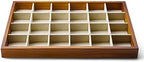 Oirlv 24 Grid Wood Jewelry Tray Microfiber Interior Jewelry Drawer Organizer Showcase Display Box Ring Earrings Holder