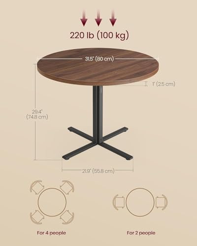 VASAGLE 31.5-Inch Dining Table, Small Round Kitchen Table for 4 People | Stee...