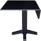 IC International Concepts Solid Wood 36" Square Dual Drop Leaf Dining Table, Black