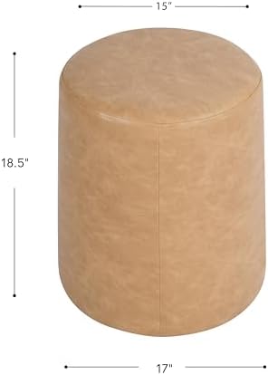 HomePop 17" Organic Shape Ottoman - Sand Faux Leather