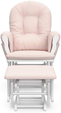 Storkcraft Premium Hoop Glider & Ottoman, White/Pink