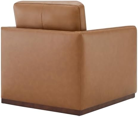CHITA Genuine Leather Swivel Chair, Wood Frame, Fully Assembled, Saddle