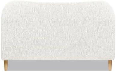 Curved Headboard Upholstered Platform Bed Queen Ivory White Boucle
