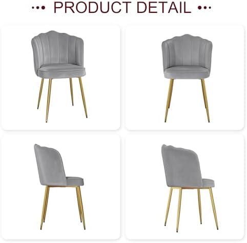 VECELO Velvet Dining Chairs Set of 6, Modern Upholstered Kitchen Chairs with ...