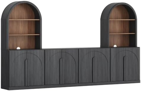 BELLEZE Bijou 126" Wall Unit 6-Piece Modular TV Stand - Ebony