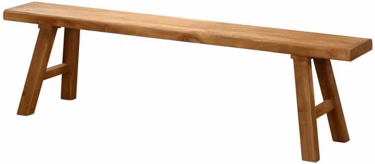 Farmhouse Solid Elm Wood Bench - Handcrafted Asian Rustic Entryway Bench for ...