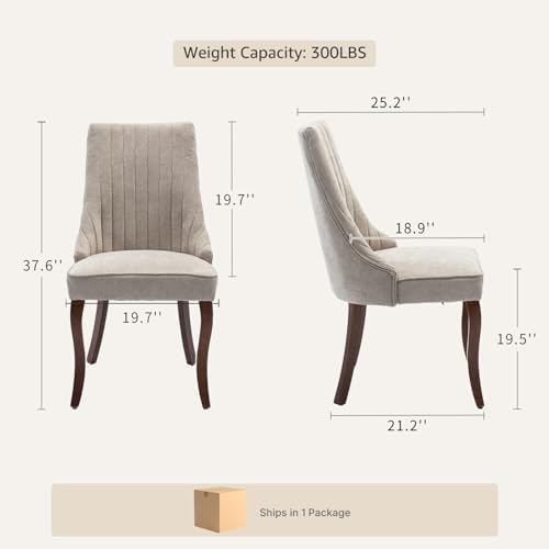 Upholstered Dining Chairs Set of 2, High Back Side Chairs for Kitchen and Din...