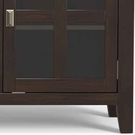 SIMPLIHOME Artisan 54" Wide Solid Wood 3-Door Buffet in Dark Chestnut Brown