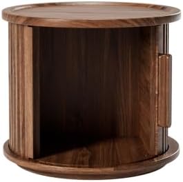 Round Coffee Table Set of 2, Nesting Side Table with Sliding Door Storage | R...