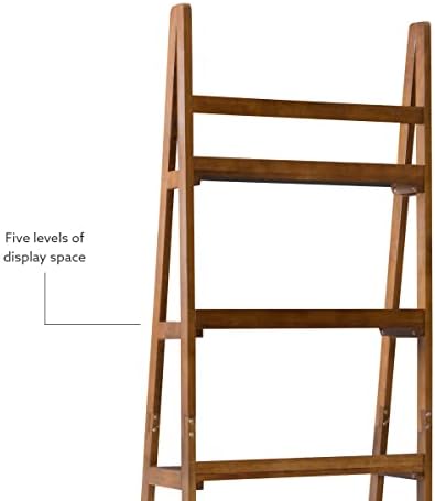 Linon Melissa Walnut Mid-Century 5 Shelf Bookcase