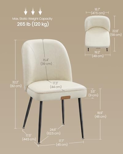 VASAGLE Dining Chairs Set of 4, Upholstered Kitchen Chairs