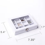 Jewelry Organizer Tray with Clear Lid 12 Grid Velvet Drawer Insert Jewelry Box with Transparent lid Jewelry Display Case Store Showcase Jewelry Box Gift for Women(White,12 Grid) (Pack of 2)