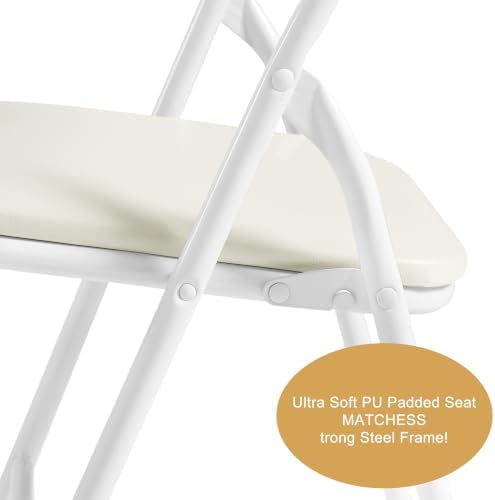 VECELO 5 Piece 24" Card Table and Chair Set, Square Padded Top, Beige
