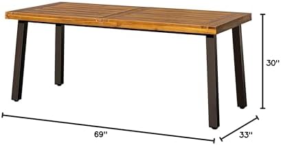 Devoko 6 Person Acacia Wood Dining Table for Kitchen,Natural