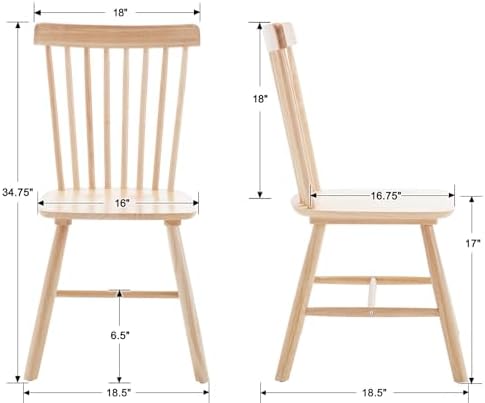 Windsor Dining Chairs Set of 4, Spindle Back Wooden Chairs