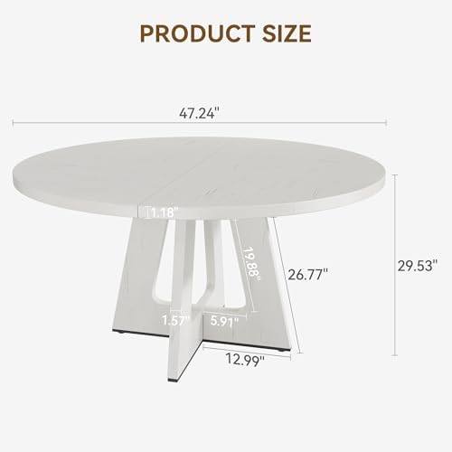 GAOMON 47 Inch Round Dining Table for 4-6 People, Circle Dinner Table with Wo...