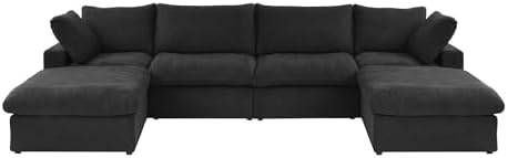 JACH 160.6" U-Shaped Sectional Couch, Modern Modular Convertible Sofa wi...