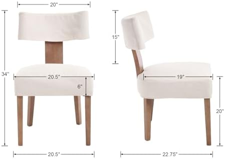 HNY Mid Century Modern Dining Chairs Set of 6 with Seat Covers, Farmhouse Lin...