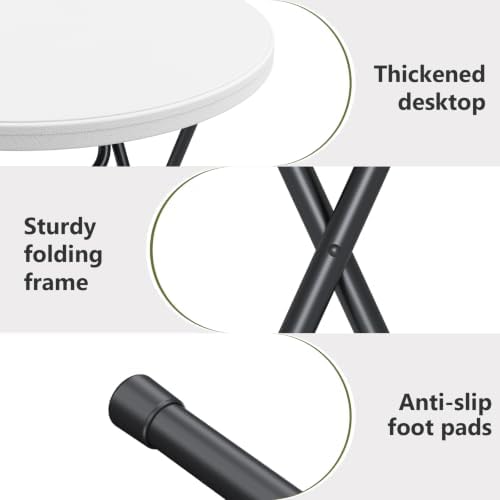 Folding Table,32 Inch Foldable Round, Bar Table Party High Top Table,White