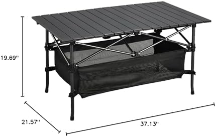 WUROMISE Lightweight Aluminum Folding Camping Table (37.13” x 21.57” x 19.69”...
