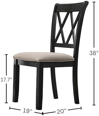 Roundhill Furniture Windvale Fabric Upholstered Dining Chair, Set of 2, Black