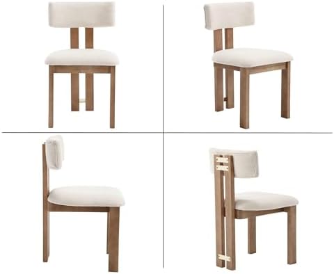 HNY Modern Farmhouse Linen Dining Chairs Set of 4, Beige Dining Room Chairs