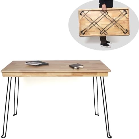 Solid Oak Folding Desk 43 Inch No Assembly Portable Table