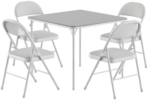 VECELO Portable Folding Card Table Square and Chair Set (5pc) with Collapsibl...