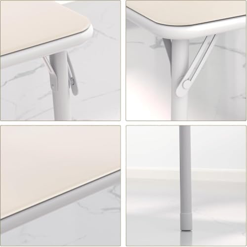 VECELO Card Table and Chair Set 3 Piece, Curved Back, White