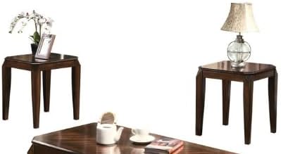 Polay 3-Piece Coffee and End Table Set with Parquet Design | Rich walnut fini...
