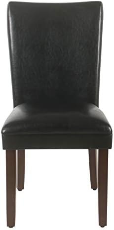 HomePop Parsons Upholstered Accent Dining Chair, Set of 2, Black Faux Leather