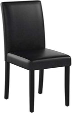 FDW Dining Chairs Set of 4,Dining Room Chairs,Side PU Cushion Chairs with Waterproof Surface and Wood Legs,for Kitchen Restaurant and Living Room,Leather Black