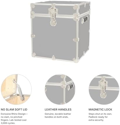 Rhino Classic Cube Trunk, College Dorm Footlocker & Home Storage End Tabl...