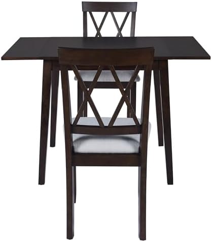 P PURLOVE 3 Piece Kitchen Dining Set, Wood Dining Table Set, Espresso