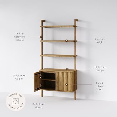 Nathan James Jasper 3-Shelf Solid Wood Boho Bookshelf, Wall Mounted Bookshelf...