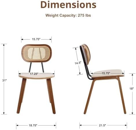 HEAH-YO Modern Dining Chairs Set of 4, Upholstered Faux Leather Dining Room C...