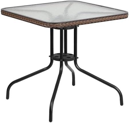 Flash Furniture Lila 3-Piece 28" Square Indoor/Outdoor Patio Table and C...