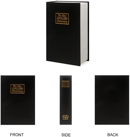 Leather Book Safe (Size 8.7"×6"×2") Real Paper Secret for Jewelry, Money and Cash, Diversion Book Safe,Hollow with Hidden,Combination Lock (M, Black-Combination)
