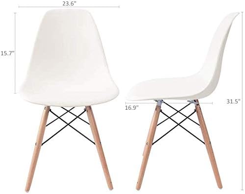 Devoko Modern Style Dining Chairs Mid Century Pre Assembled DSW Chair Classic Shell Lounge Plastic Side Chairs for Dining Room, Kitchen, Living Room Set of 4 (Cream)
