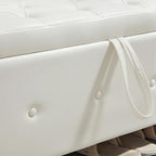 48" Storage Ottoman Bench, Ivory White | Faux Leather, Lift Top, For Living Room & Bed End, Upholstered Tufted PU