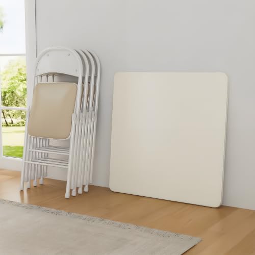 VECELO 5-Piece Folding Card Table Square and Chair Set with Collapsible Legs ...