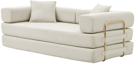 4-in-1 Folding Convertible Sofa Bed, 78 Inch Couch with Fixed-Shape Frame, Co...