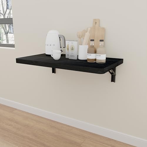 IAE Wall Mounted Folding Table with Pine Wood,24" x 14"Floating Wal...