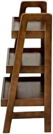 3 Tier Wood Ladder Shelf with Edges Small Bookshelf Freestanding Open Storage Rack Modern Planter Stand for Living Room, Bedroom, Office