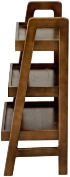 3 Tier Wood Ladder Shelf with Edges Small Bookshelf Freestanding Open Storage Rack Modern Planter Stand for Living Room, Bedroom, Office