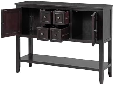 Knocbel Vintage Wood Console Table Buffet Sideboard with 4 Storage Drawers, 2...