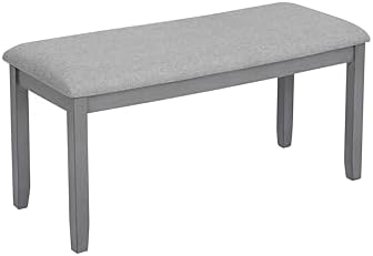 Merax 6-Piece Solid Wood Dining Table Set, Wooden Legs, Gray