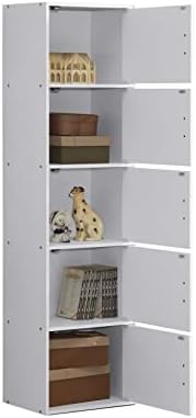HODEDAH IMPORT Bookcase, White, 5 Door