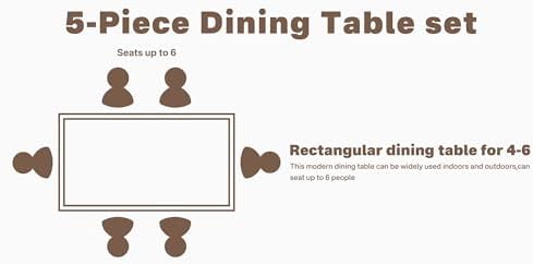 Dining Table Set for 4-6 with 2 Benches and 2 Chairs
