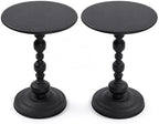 Vintage Matte Black Round Metal Side Table Set of 2 for Living Room, Office | End Tables, Nightstand, Drink and Coffee Accent Tables, Decorative Sofa Bedside Tables for Small Space, Bedroom, Apartment